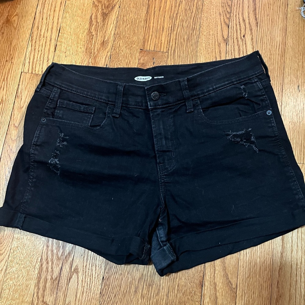 Old Navy boyfriend black denim stretch shorts